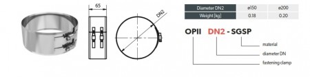 DW Gassrør Ø:150 Låsebånd 65mm (100/150mm rør)