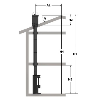 Vision Halv-iso stålpipe Ø150